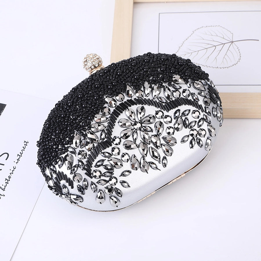 Women's ABS PC Color Block Elegant Oval Lock clasp Dome Bag