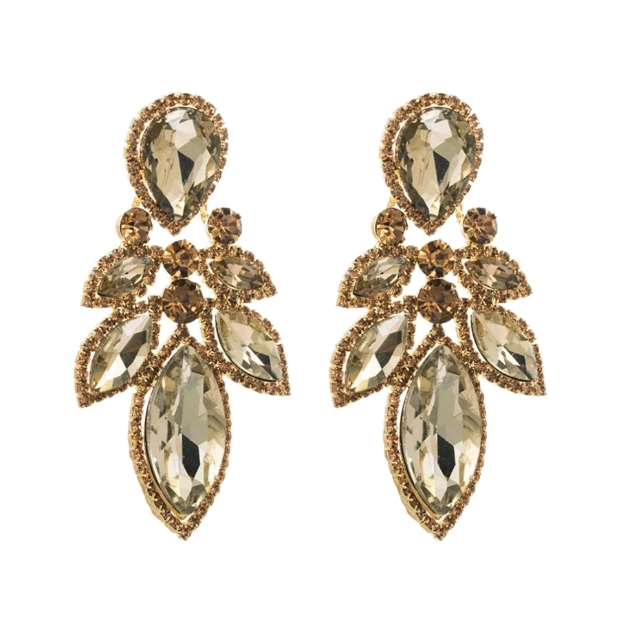simple style leaf alloy inlay rhinestones women's drop earrings 1 pair