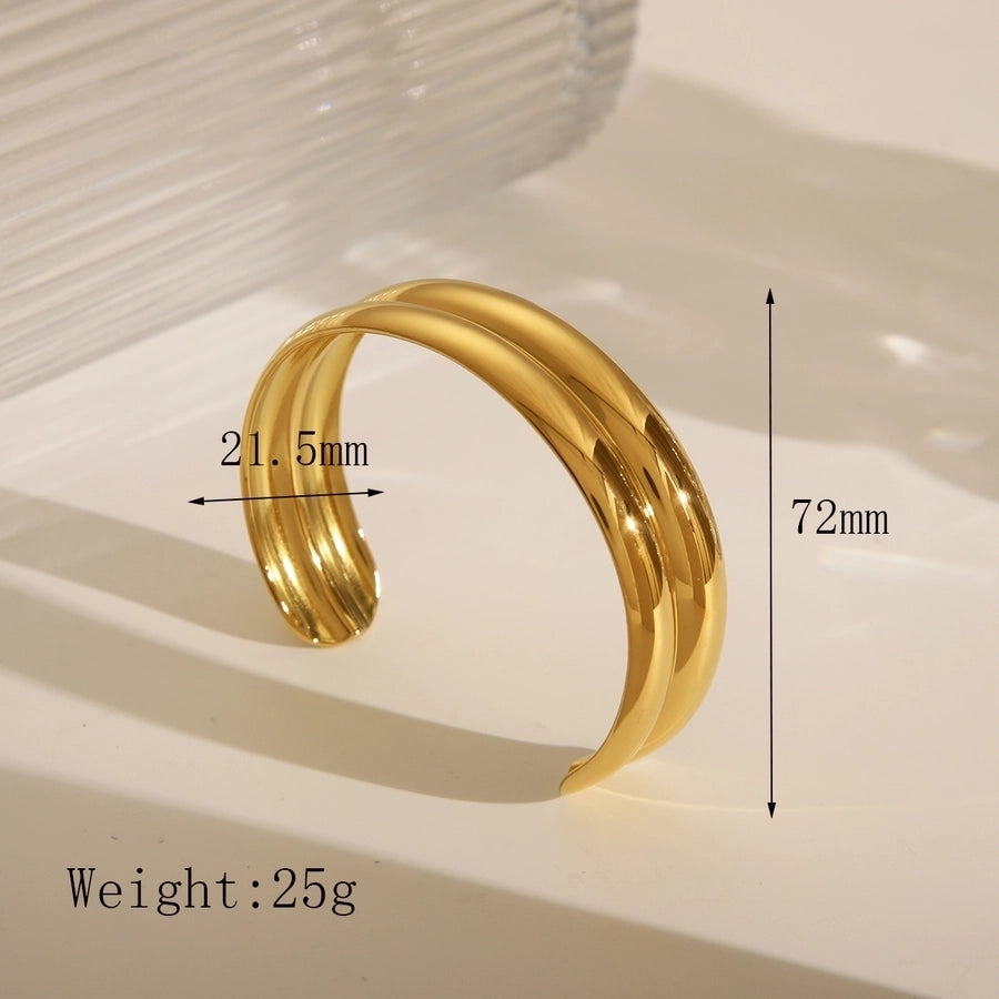 Casual Classic Style Commute Solid Color 14K Gold Plated 304 Stainless Steel Bangle
