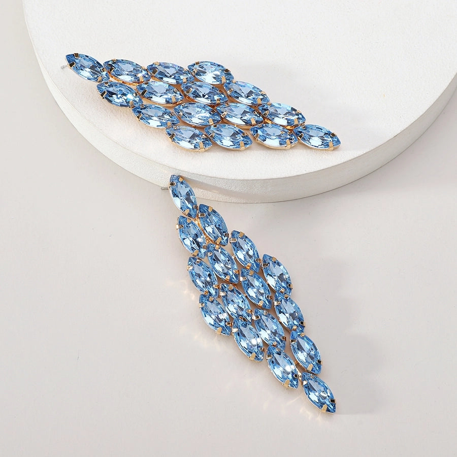 1 pair glam classic style leaves inlay ferroalloy copper alloy rhinestones dangling earrings
