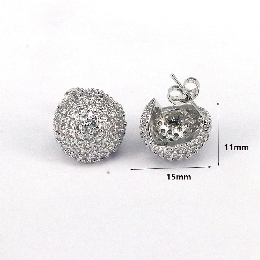 1 pair ig style simple style round water droplets heart shape plating inlay copper zircon 18k gold plated silver plated ear studs