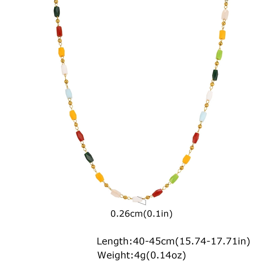 Style Personalized Retro Style Necklace Stainless Steel Women's Cut Color Beaded Bracelet Gold-Plated Accessories