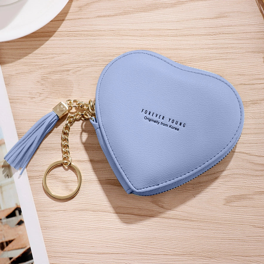 women's solid color pu leather zipper coin purses