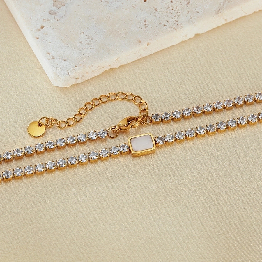 Jewelry IG Style Simple Style Square 304 Stainless Steel Zircon Inlay Necklace