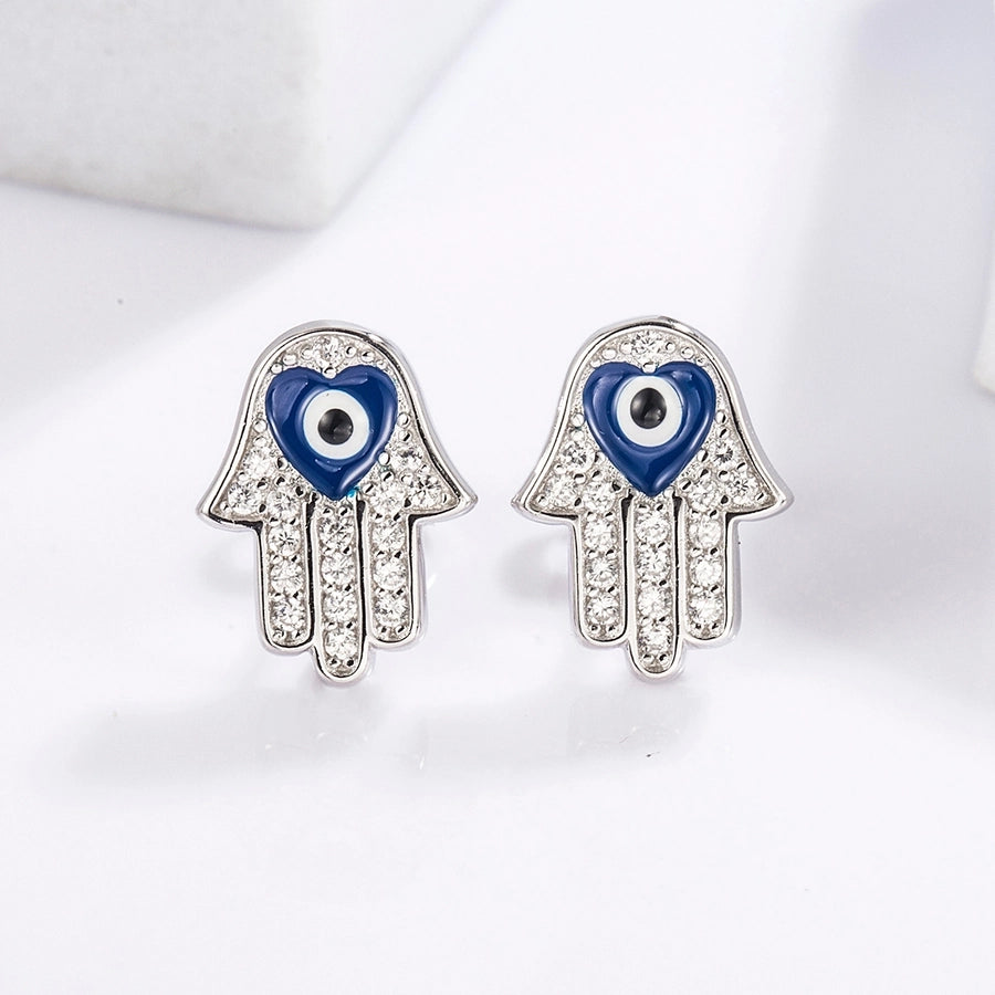 1 Piece Classical Funny Eye Octopus Plating Inlay Sterling Silver Zircon White Gold Plated Ear Studs
