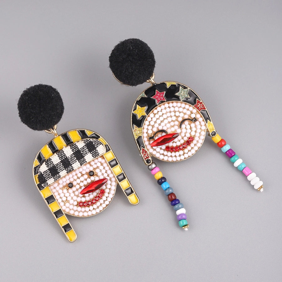1 pair fashion christmas house christmas tree bow knot inlay alloy rhinestones ear studs