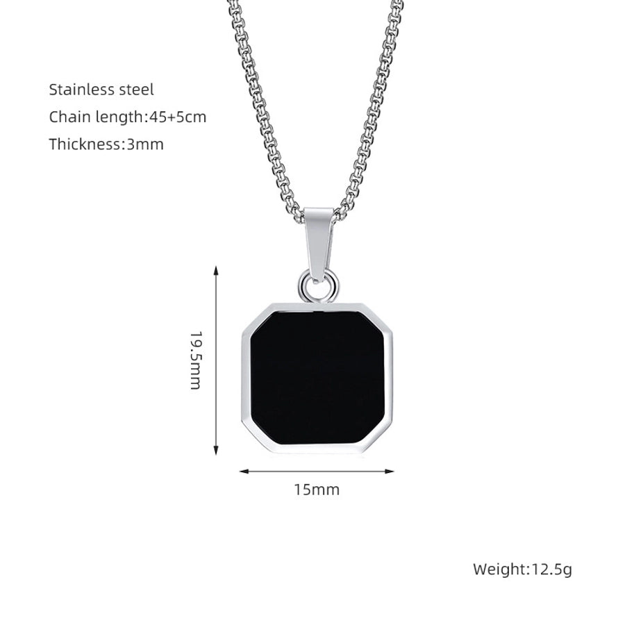 304 Stainless Steel Casual Simple Style Plating Geometric Natural Stone Pendant Necklace