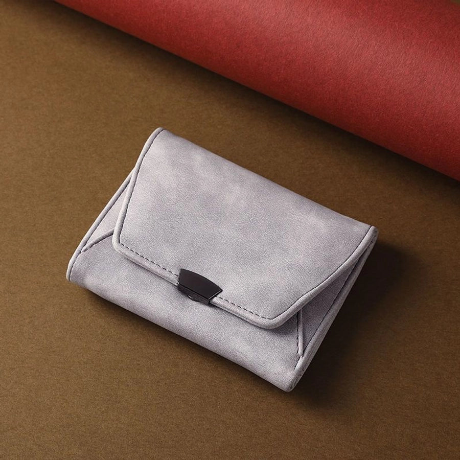 Short Small Wallet TikTok hot Women's Vintage Frosted Leather Niche Design Coin Purse Card Holder One Small Wallet