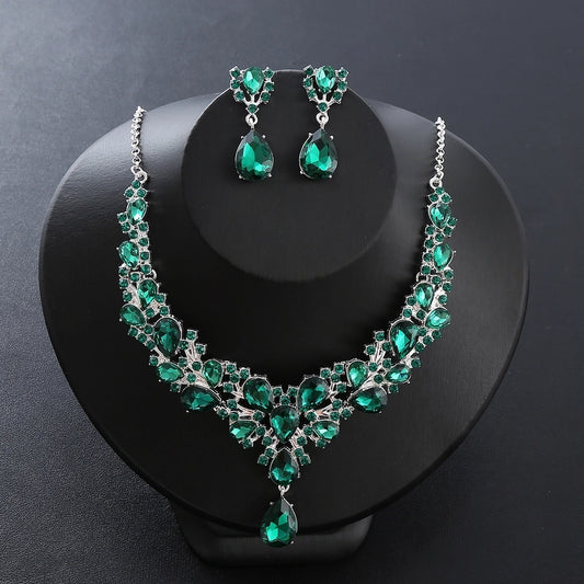 Elegant Water Droplets Alloy Inlay Zircon Women's Jewelry Set