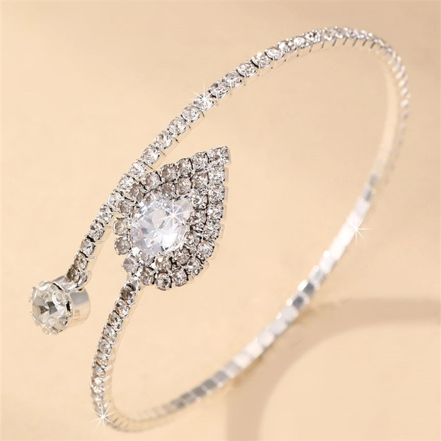 modern style simple style triangle water droplets bow knot artificial gemstones artificial pearl inlay rhinestones pearl women's bangle