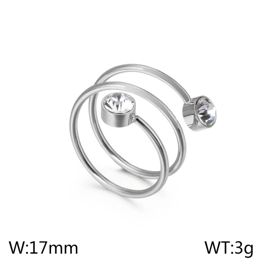 Jewelry Simple Style Geometric 304 Stainless Steel Zircon 18K Gold Plated Stainless Steel Rings