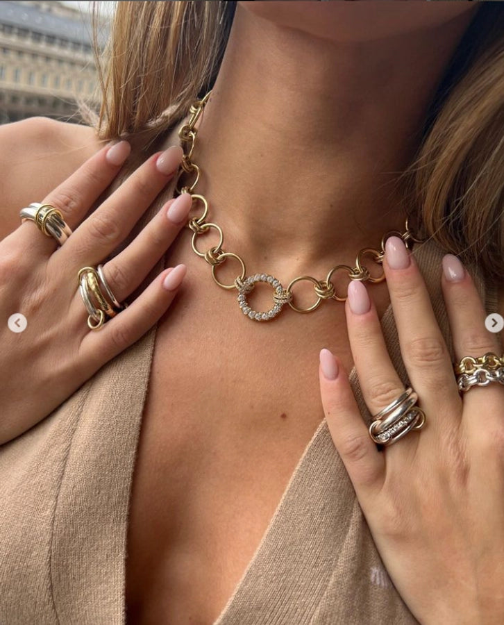 IG Style Round Solid Color 304 Stainless Steel Plating 18K Gold Plated Women's Rings