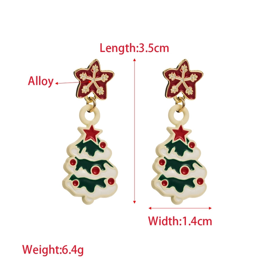1 pair cute christmas streetwear christmas tree santa claus christmas socks enamel inlay alloy rhinestones drop earrings