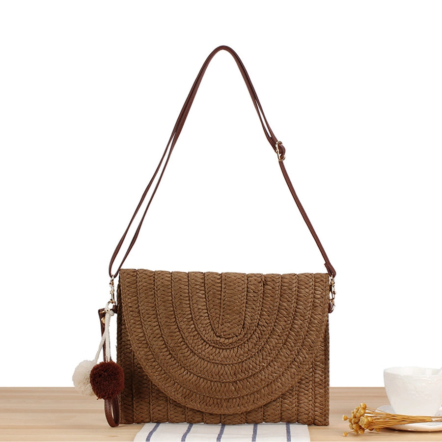 Women's Basic Beach Solid Color Paper string Shopping bags
