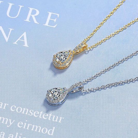 Copper Hollow Out Inlay Heart Shape Zircon Pendant Necklace