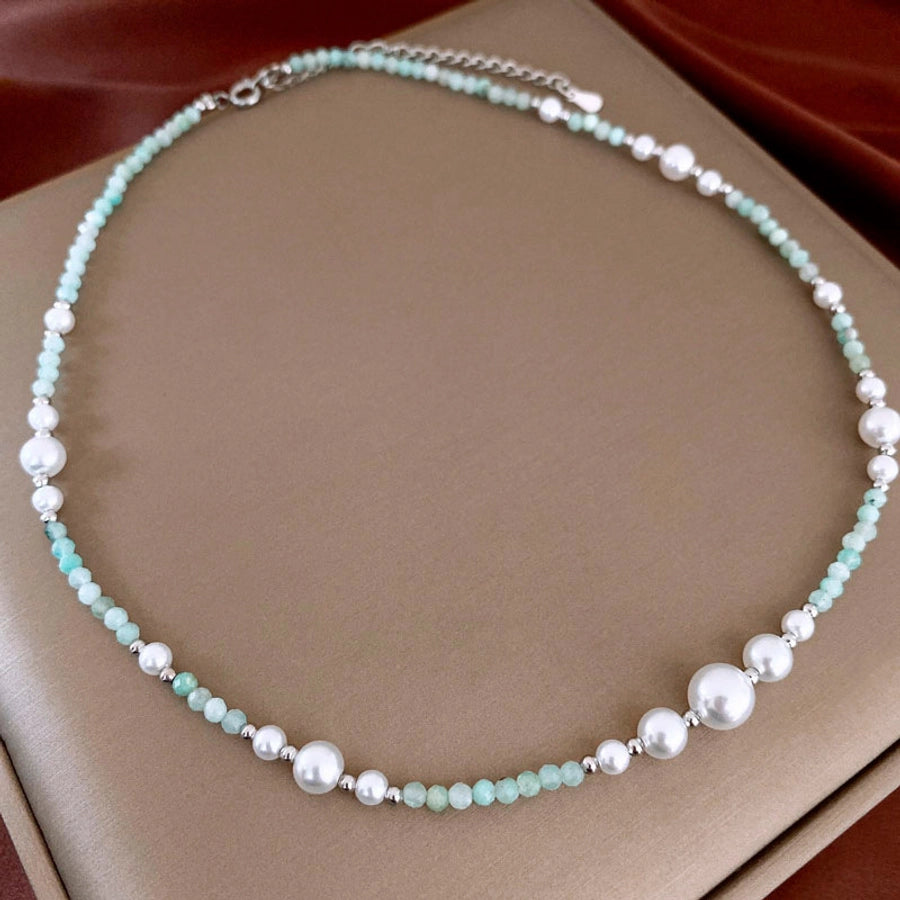 natural stone Freshwater Pearl Simple Style Beaded Geometric Necklace