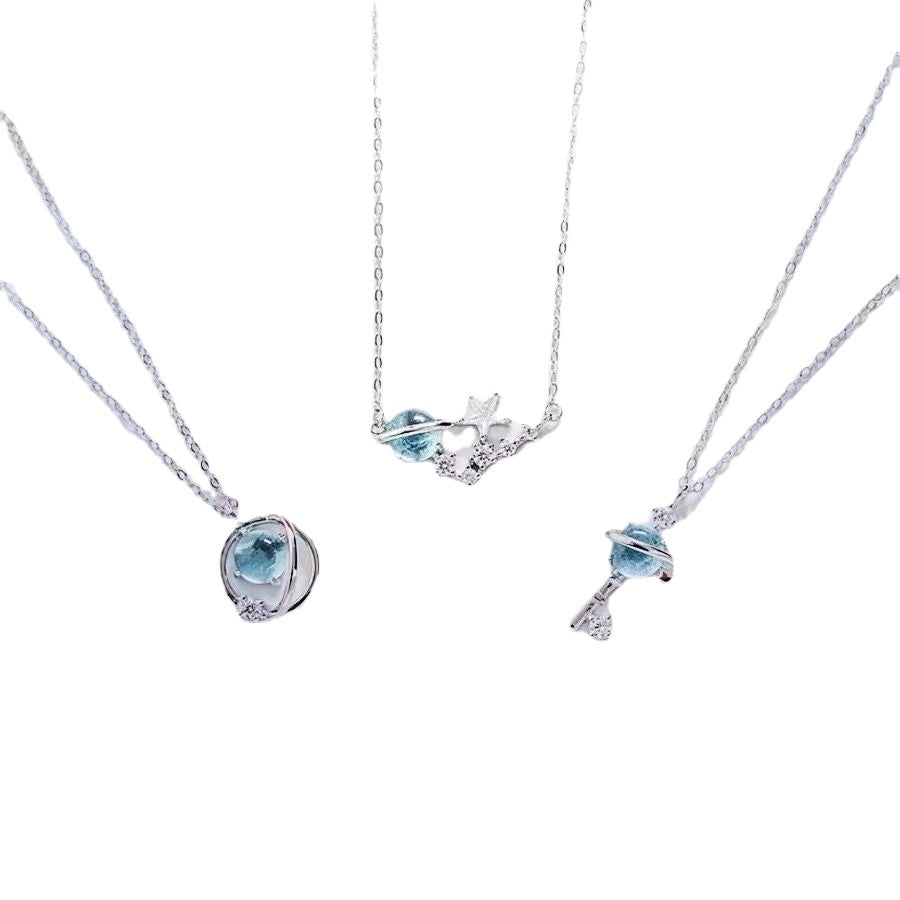 jewelry novelty planet alloy artificial gemstones pendant necklace