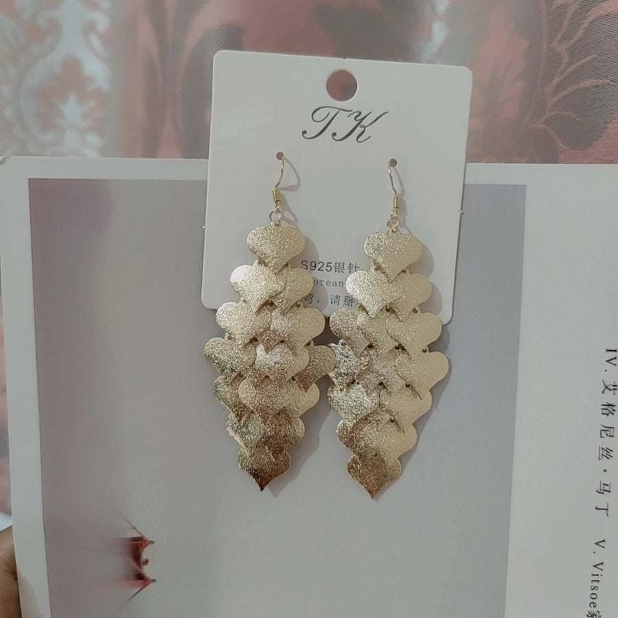 1 pair elegant star tassel heart shape inlay alloy artificial pearls rhinestones glass earrings