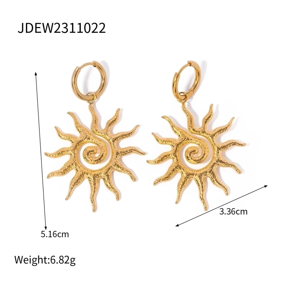 Jewelry IG Style Retro Sun 304 Stainless Steel Plating Earrings Necklace