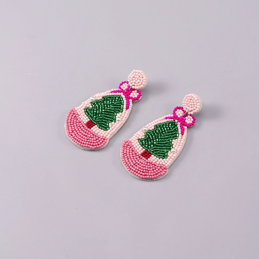 simple style classic style christmas tree inlay plastic cloth glass rhinestones silver plated drop earrings