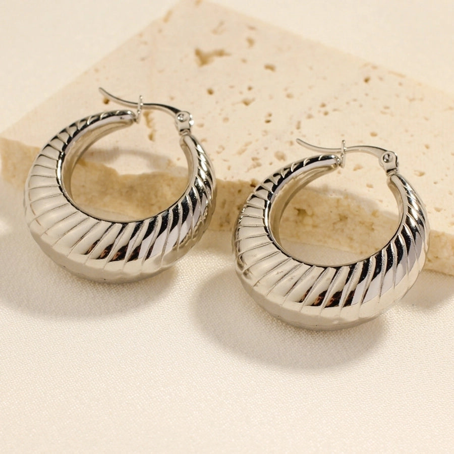 1 pair retro french style c shape u shape water droplets plating stainless steel 18k gold plated earrings