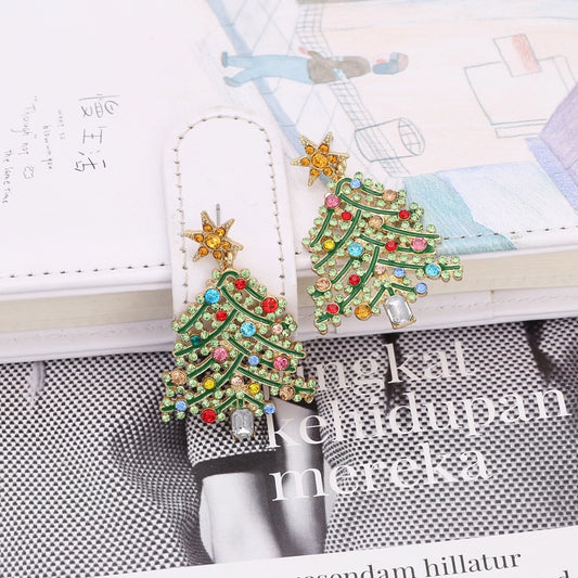 fashion christmas tree alloy rhinestones women's drop earrings 1 pair