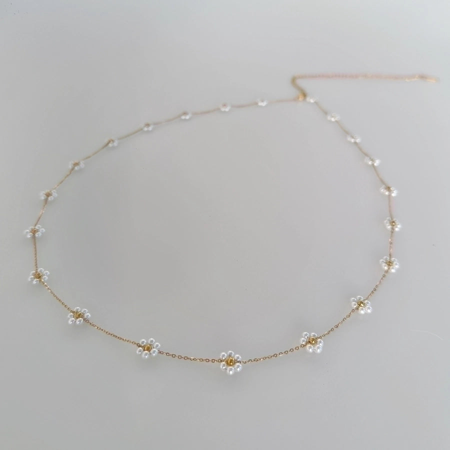 casual sweet flower titanium steel bracelets anklet necklace