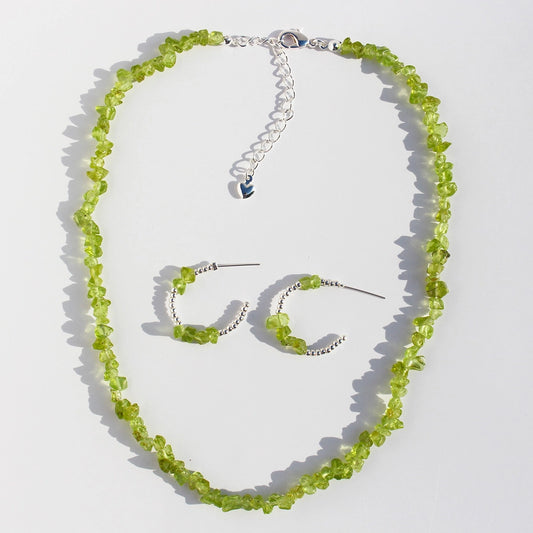 Simple Style Classic Style Geometric N2683-Y06 Olivine Brass Beaded 24K Gold Plated Women's Jewelry Set