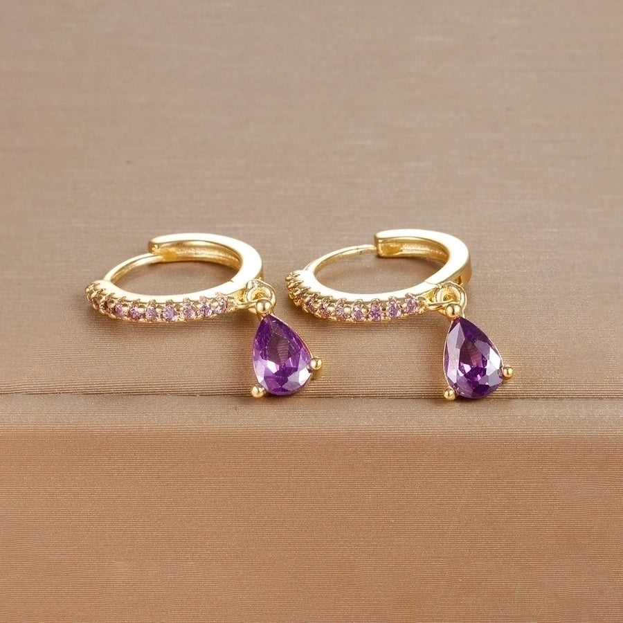 1 pair ig style shiny water droplets plating inlay stainless steel zircon drop earrings