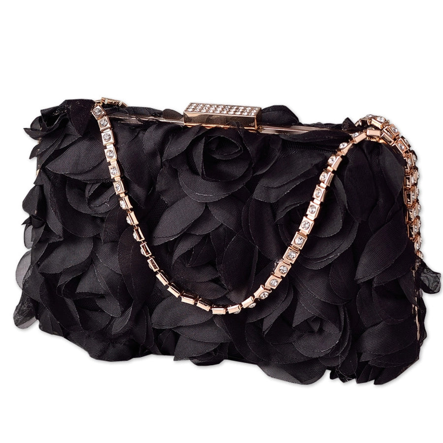 White Pink Black Polyester Solid Color Flower Square Evening Bags