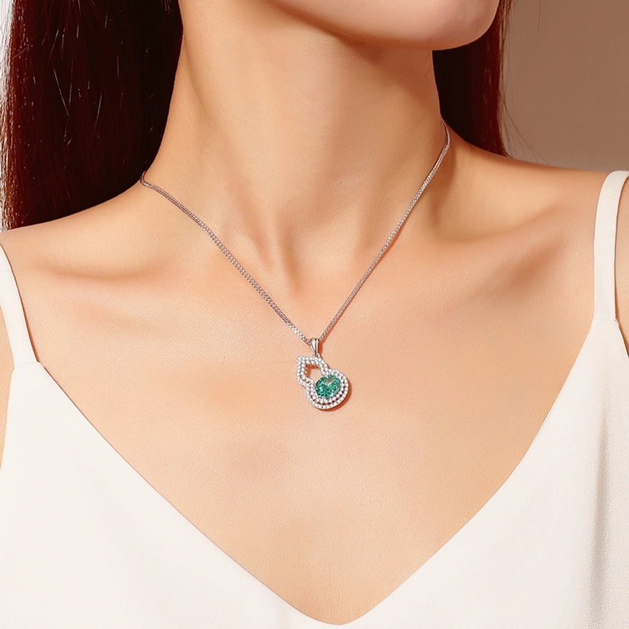 Simple Style Shiny Gourd Lab-grown Diamonds High Carbon Diamond Sterling Silver Pendant Necklace
