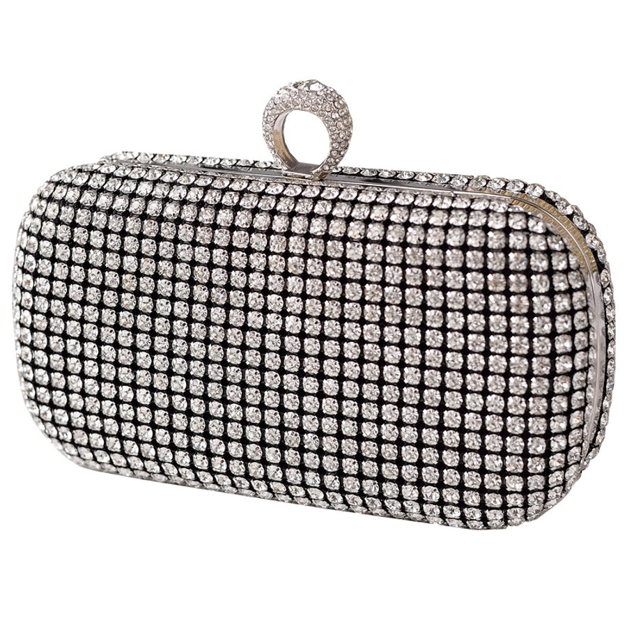 Silver Black Gold Polyester Solid Color Oval Evening Bags