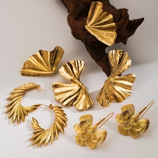 1 Pair Vintage Style Exaggerated Classic Style Irregular Solid Color Plating 304 Stainless Steel 18K Gold Plated Ear Studs