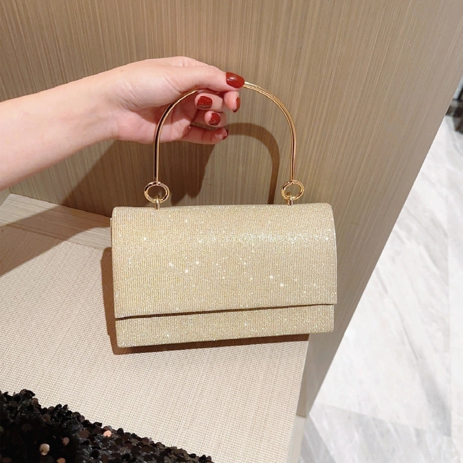 gold silver polyester solid color rhinestone square evening bags