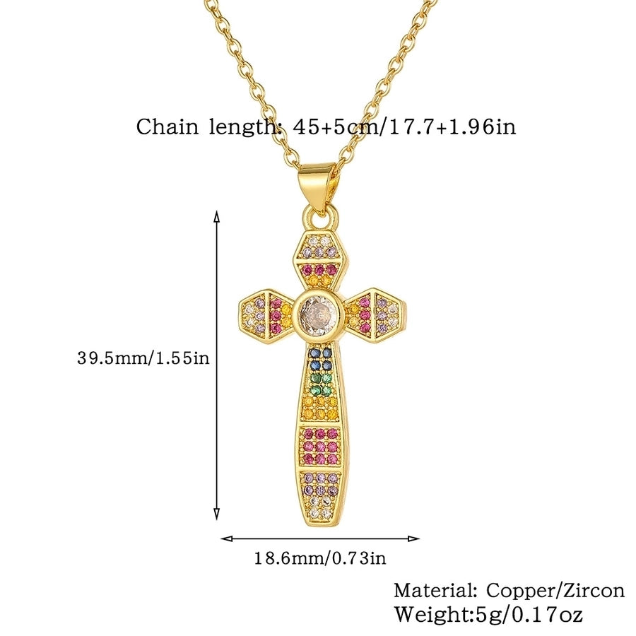 Copper Gold Plated Plating Inlay Cross Zircon Pendant Necklace