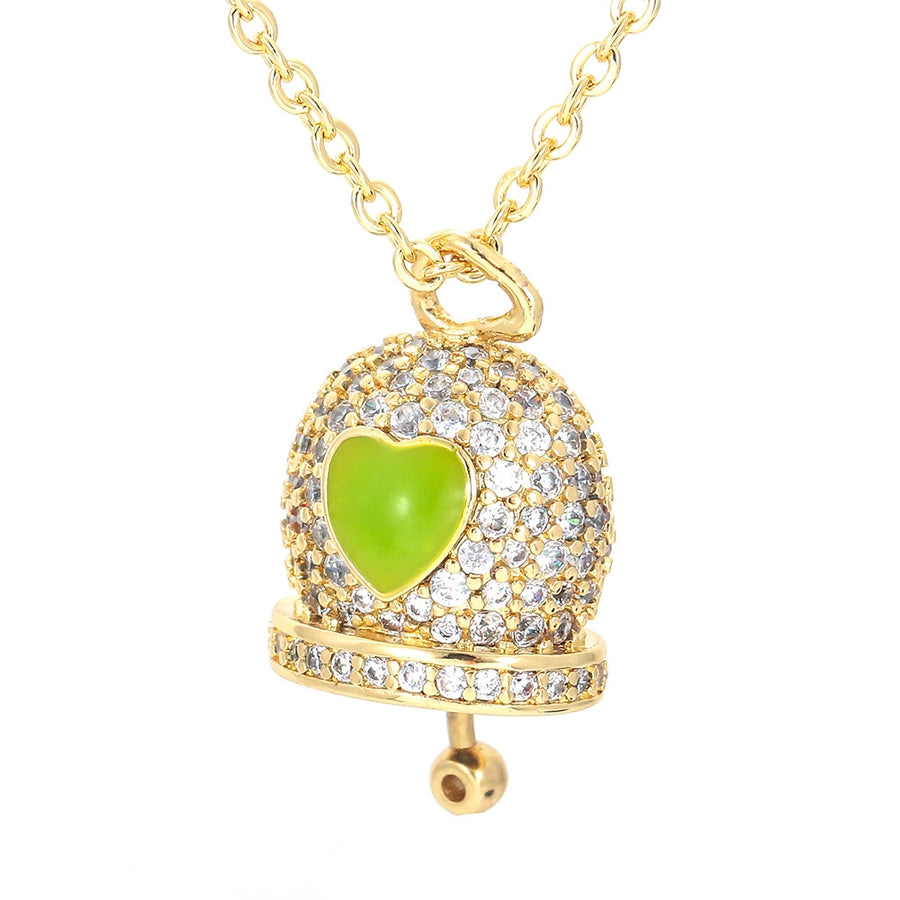 korean style bell copper pendant necklace inlay zircon copper necklaces