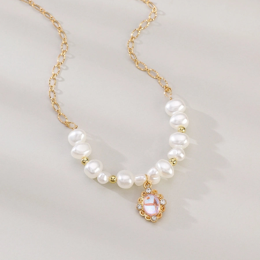 Simple Style Classic Style Round Imitation Pearl Alloy Pendant Necklace