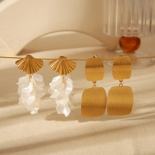 1 Pair Retro Simple Style Solid Color Inlay 304 Stainless Steel Acrylic 18K Gold Plated Ear Studs