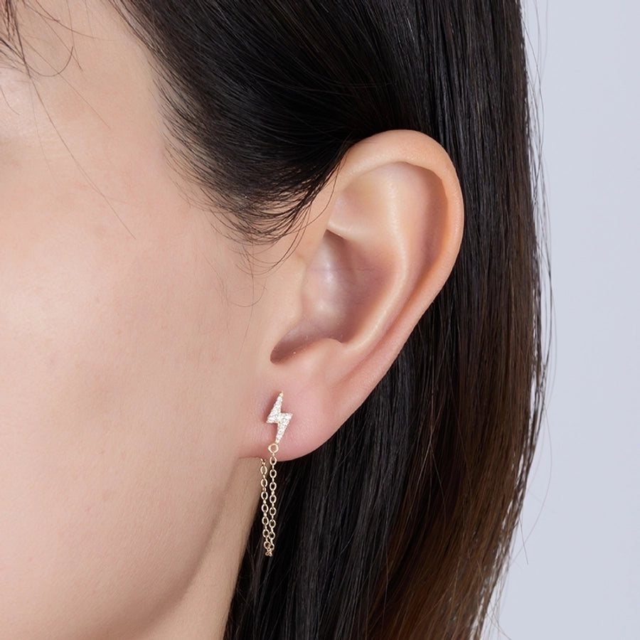 1 piece simple style classic style flower snake lightning plating inlay sterling silver zircon 18k gold plated white gold plated drop earrings