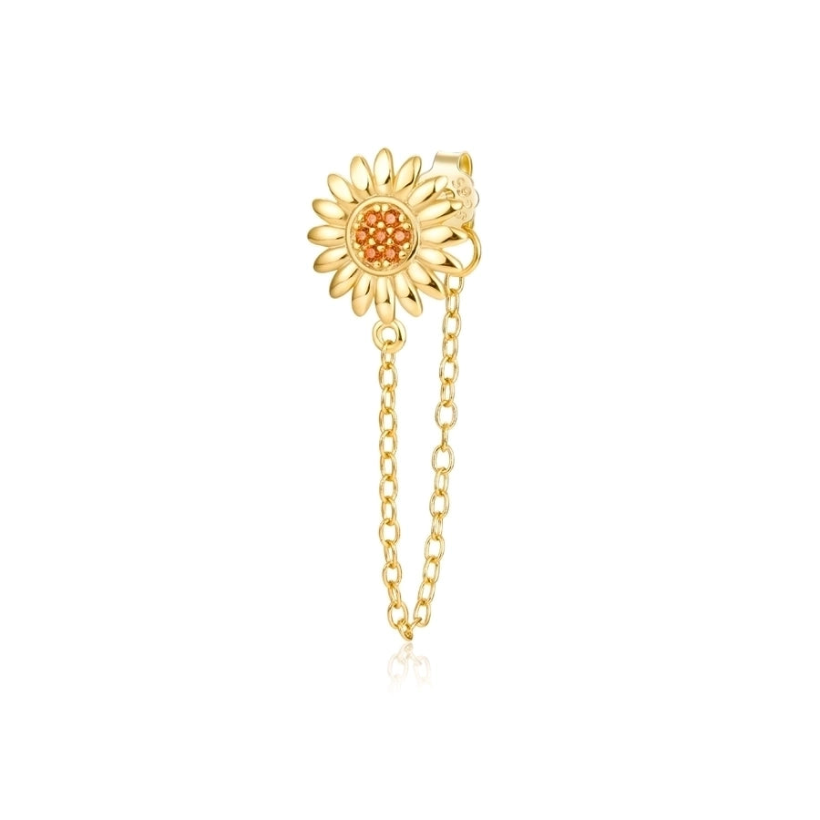 1 piece simple style classic style flower snake lightning plating inlay sterling silver zircon 18k gold plated white gold plated drop earrings