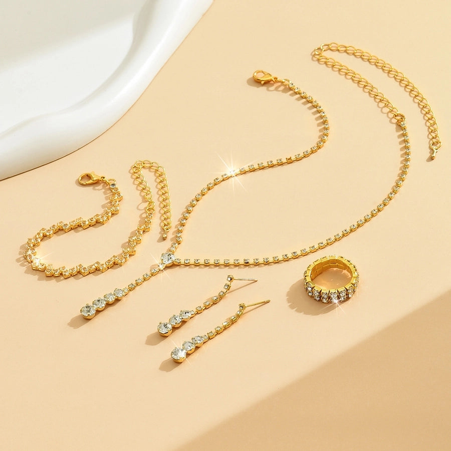 Fashion simple popular jewelry suit necklace stud earrings bracelet Diamond hot sale wedding jewelry