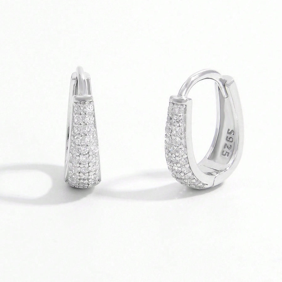 1 pair lady romantic shiny u shape plating inlay sterling silver zircon 14k gold plated white gold plated earrings