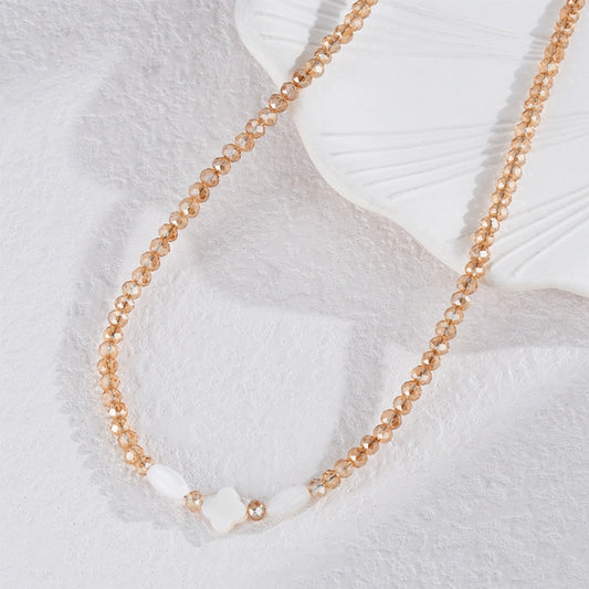 Cute Four Leaf Clover 18K Gold Plated Artificial Crystal 304 Stainless Steel  Necklace