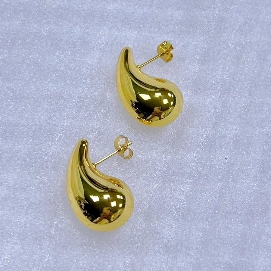 1 Pair Simple Style Water Droplets Plating 304 Stainless Steel 18K Gold Plated Ear Studs
