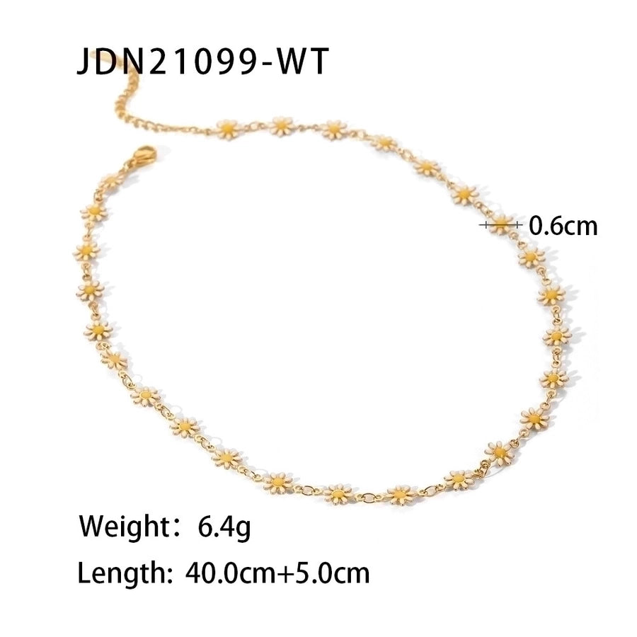 Jewelry Fashion Flower 304 Stainless Steel Gold Plated Bracelets Necklace