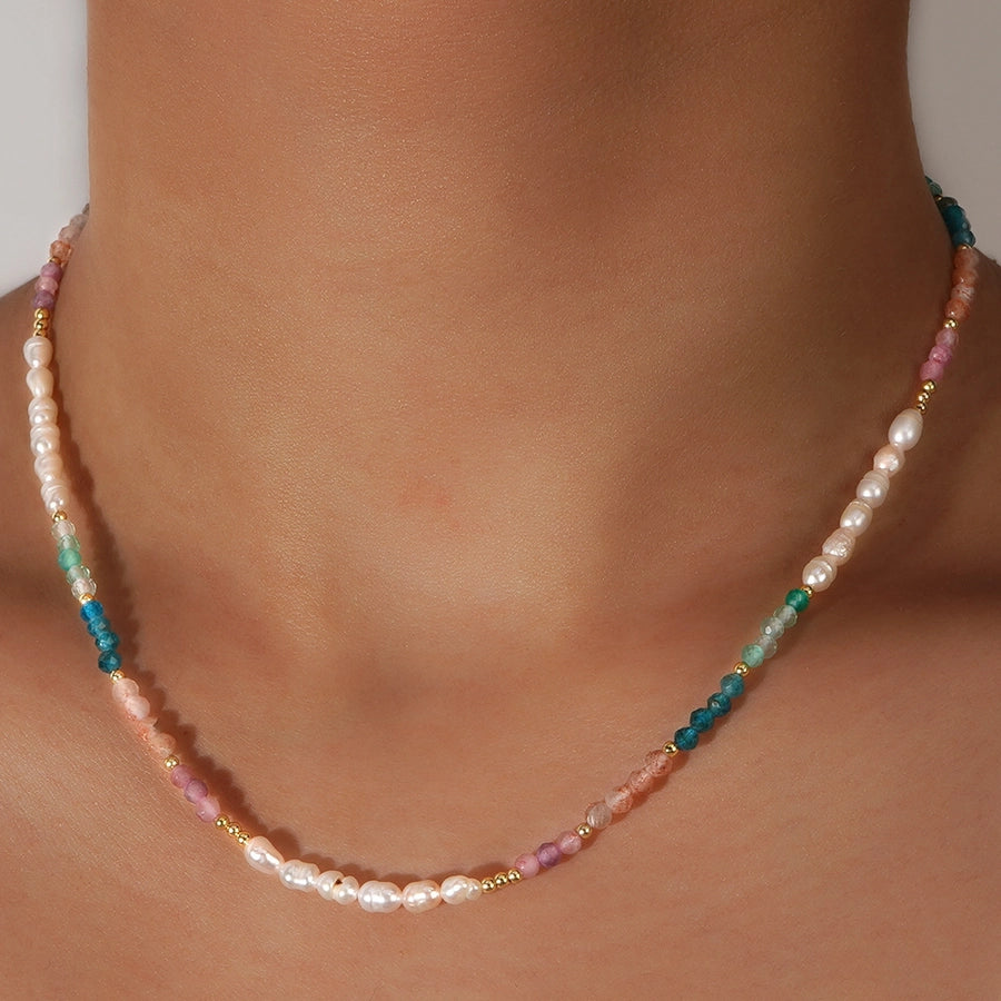 Elegant Simple Style Streetwear Geometric natural stone Mother pearl shellfish Necklace In Bulk