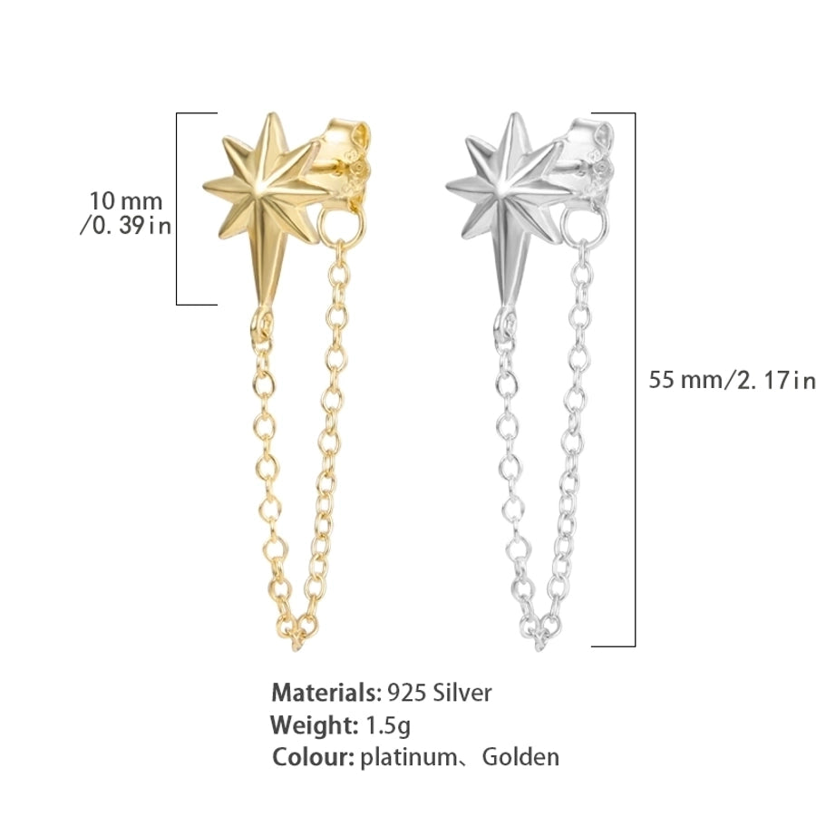 1 piece simple style classic style flower snake lightning plating inlay sterling silver zircon 18k gold plated white gold plated drop earrings