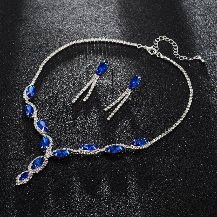 princess glam water droplets rhinestones artificial crystal  earrings necklace