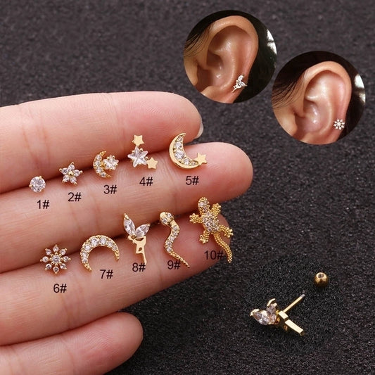 Ear Cartilage Rings & Studs Ethnic Style Animal 316L Stainless Steel  Copper