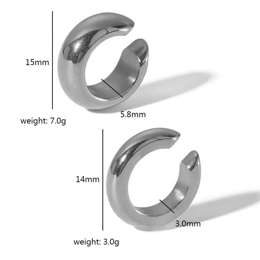 1 Pair Vintage Style Round Polishing Plating 304 Stainless Steel Ear Cuffs